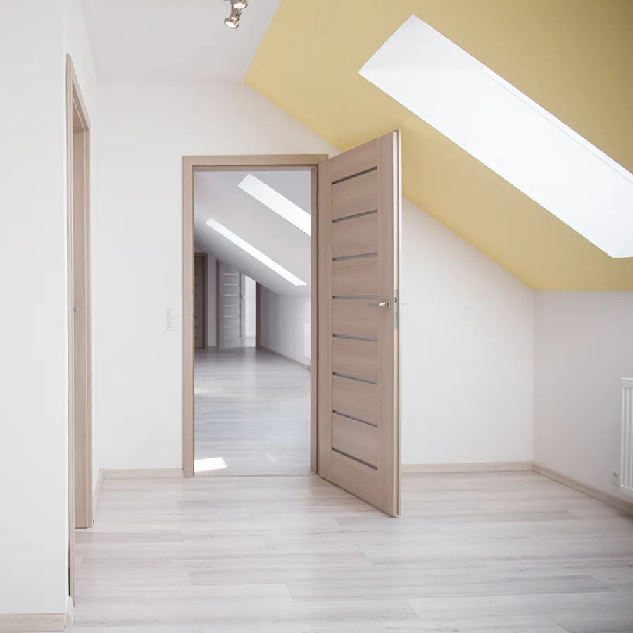 Renovated attic with skylight