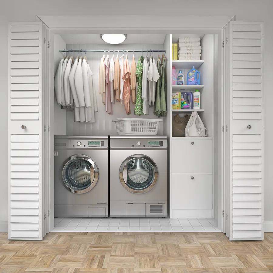 Concealed laundry in cupboard space